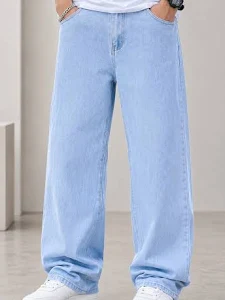 Men's Light Wash Wide Leg Jeans
