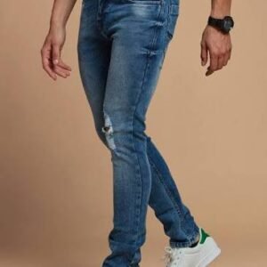 Men's Distressed Slim Fit Blue Jeans