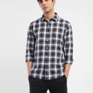 Men's Black & White Checked Casual Shirt