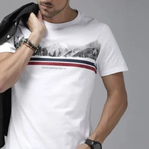 Mountain Graphic Round Neck T-Shirt (White)