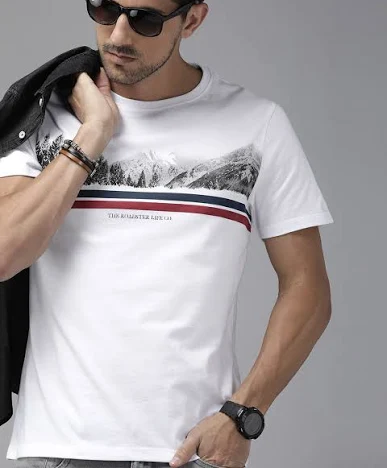 Mountain Graphic Round Neck T-Shirt (White)